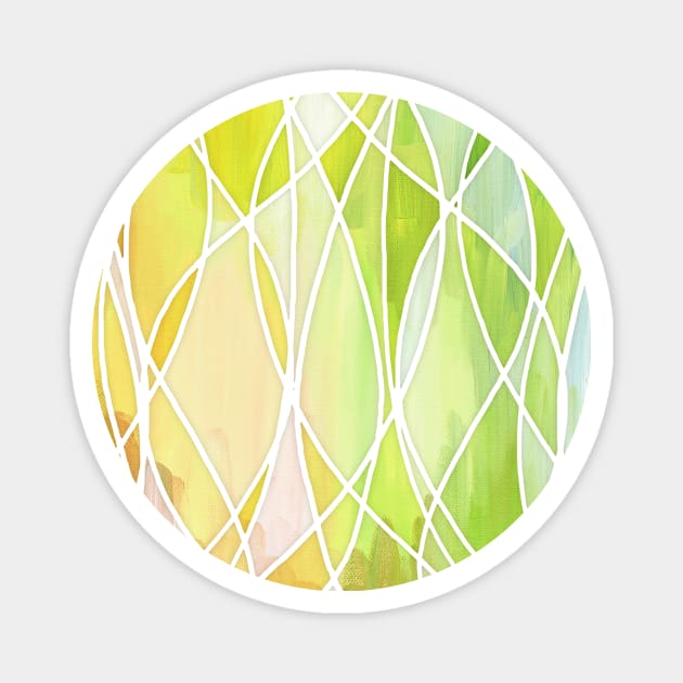 Lemon & Lime Love - abstract painting in yellow & green Magnet by micklyn